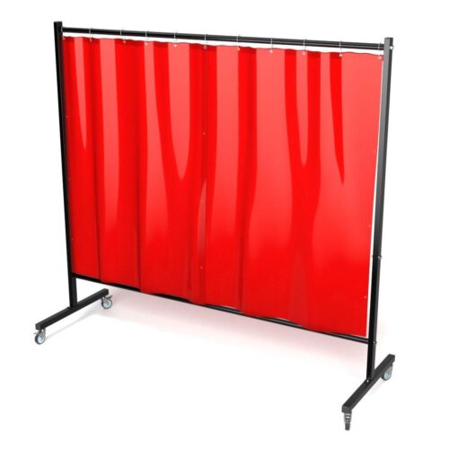 Parawan DEFENDER 215 cm x 200 cm z dwiema kurtynami kolor czerwony