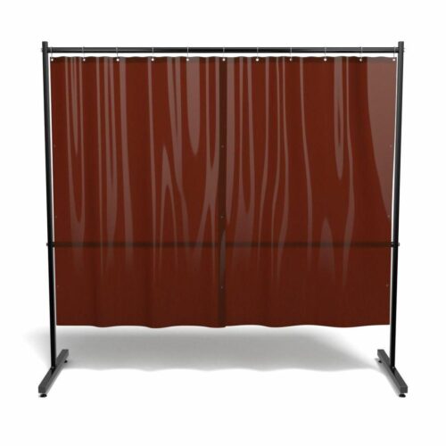 Parawan EASY 200 cm x 190 cm z kurtynami kolor brązowy