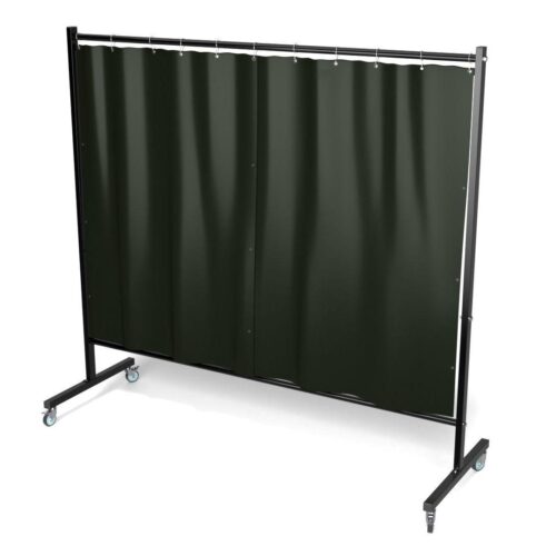 Parawan DEFENDER 215 cm x 200 cm z dwiema kurtynami kolor ciemnozielony