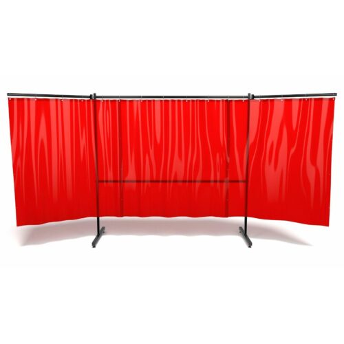 Parawan EASY 400 z ramionami 400 cm x 190 cm wyposażony w kurtynę kolor czerwony