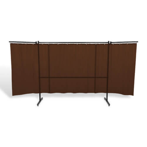 Parawan spawalniczy SOLID z ramionami z kurtyną foliową kol. brązowy