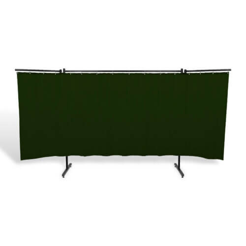 Parawan spawalniczy SOLID z ramionami z kurtyną foliową kol. ciemnozielony