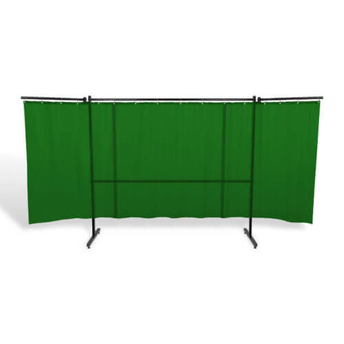 Parawan spawalniczy SOLID z ramionami z kurtyną foliową kol. zielony