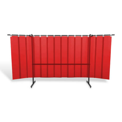 Parawan spawalniczy SOLID MAX z ramionami z lamelami kol. czerwony