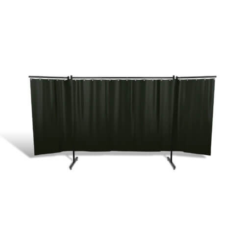 Parawan spawalniczy SOLID ULTRA z ramionami z kurtynami lamelowymi kol. ciemnozielony